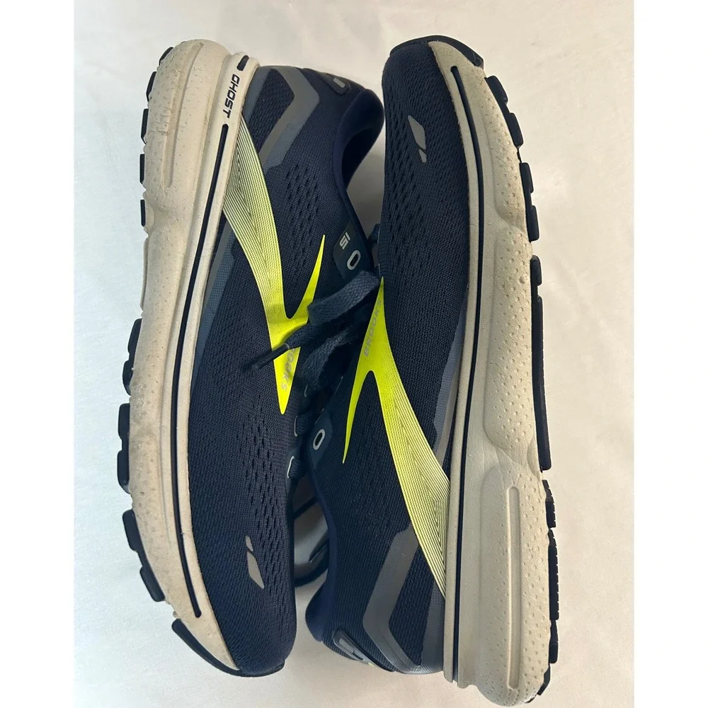 Brooks Ghost 15 Mens Running Shoes Navy Blue Neon Yellow 1103931D429 Size 7.5 D